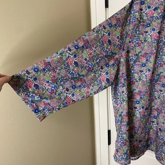 Drapers & Damons 3X Floral Pintuck Blouse Button Front Romantic Cottagecore - Picture 11 of 12